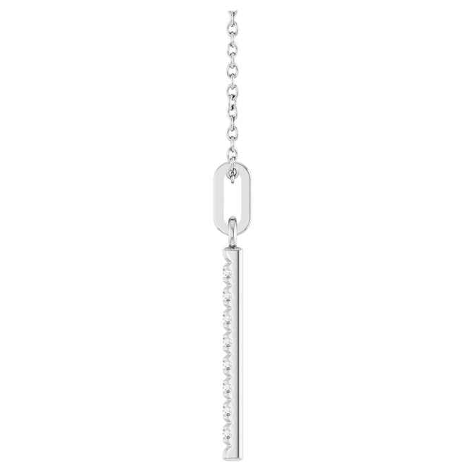 14K White Gold Round 1.5Mm I1, G-H 16-18 In Polished 1/8 Ctw Natural Diamond Vertical Bar Necklace