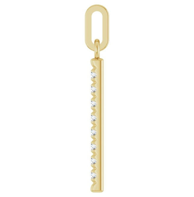 14K Yellow Gold Round 1.5Mm I1, G-H Polished 1/8 Ctw Natural Diamond Vertical Bar Pendant