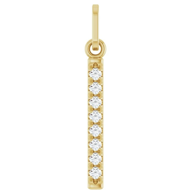 14K Yellow Or White Gold Round 1.5Mm Vs, F+ Polished 1/10 Ctw Lab-Grown Diamond Vertical Bar Pendant