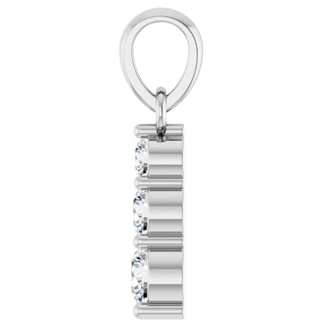 14K Yellow Or White Gold Round 3Mm I1, G-H Polished 1/6 Ctw Natural Diamond Vertical Bar Pendant
