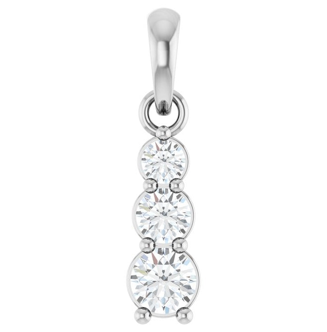 14K Yellow Or White Gold Round 3Mm Vs, F+ Polished 1/6 Ctw Lab-Grown Diamond Vertical Bar Pendant