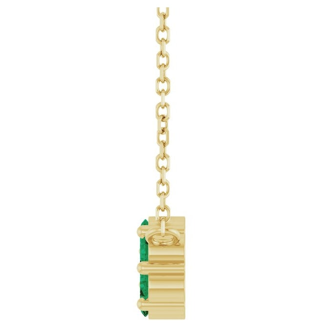 14K Yellow Gold Round 2 Mm 18 In Polished Lab-Grown Emerald Cluster Necklace