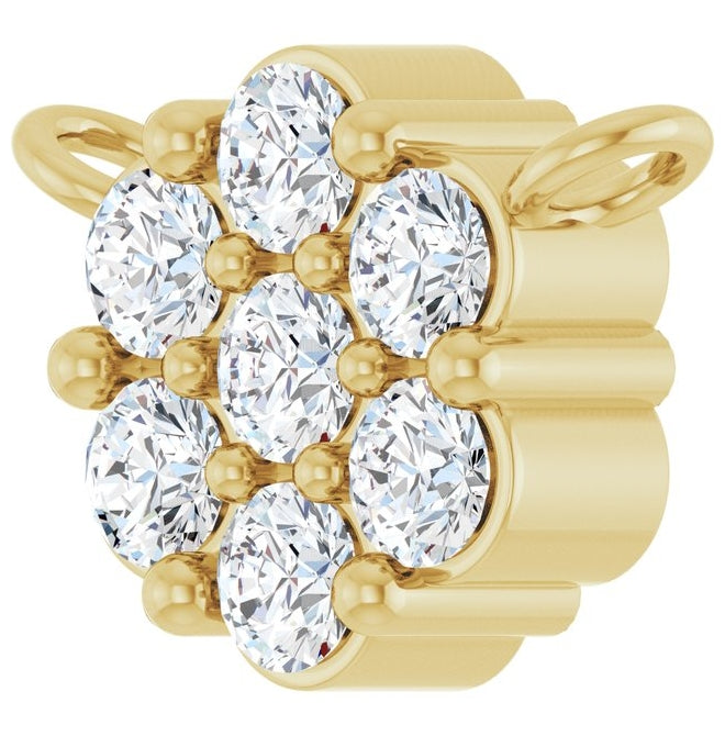 14K Yellow Gold Round 2Mm Si1-Si2, G-H Polished 1/5 Ctw Lab-Grown Diamond Cluster Necklace Center