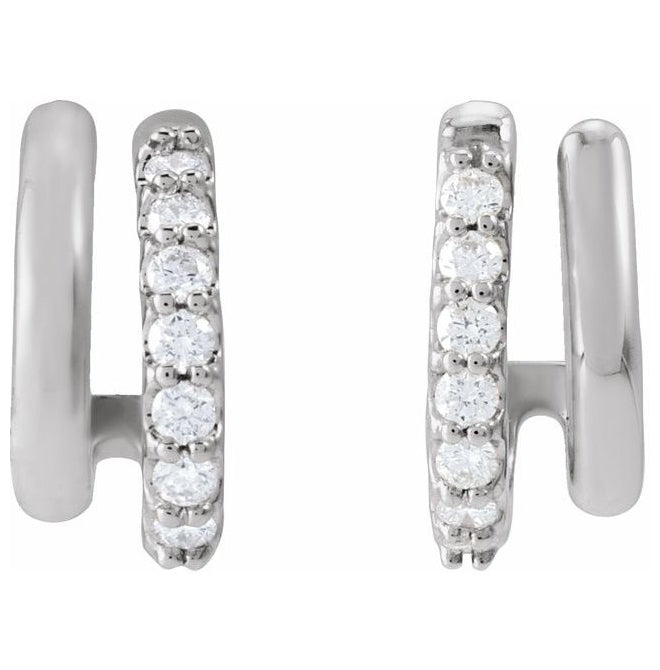 14K Yellow Or White Gold Round 11.7 Mm 4.7 Mm 1.5Mm Vs, F+ Pair Friction Backs Polished Lab-Grown Diamond Faux Stacked Hoops