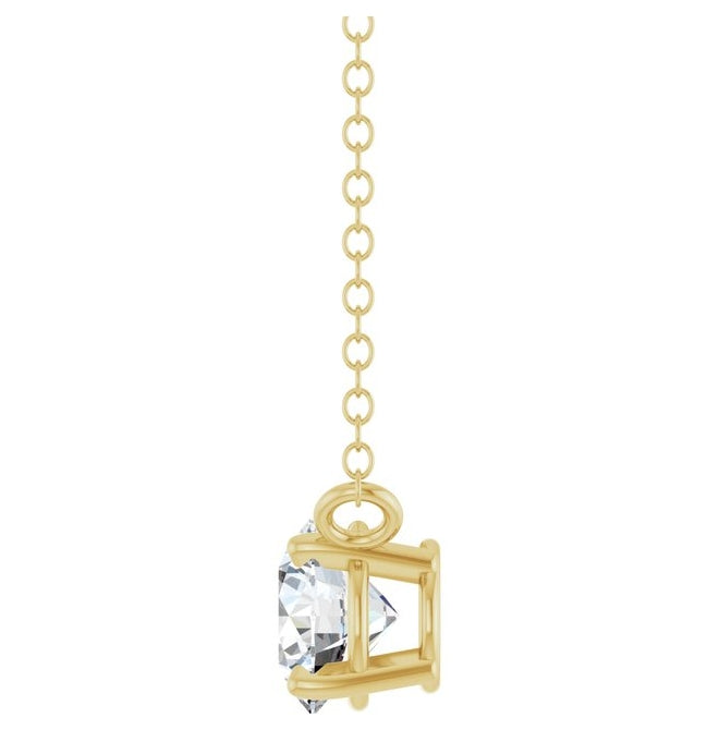 14K Yellow Gold Round 5Mm Si1-Si2, G-H 18 In Polished 1/2 Ct Lab-Grown Diamond Solitaire Necklace