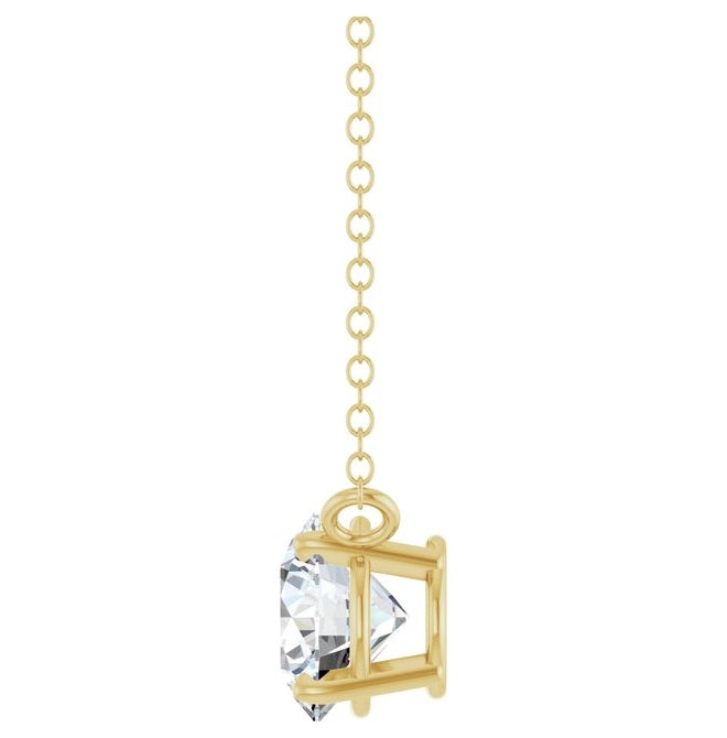 14K Yellow Or White Gold Round 6.5Mm Si1-Si2, G-H 18 In Polished 3/4 Ct Lab-Grown Diamond Solitaire Necklace