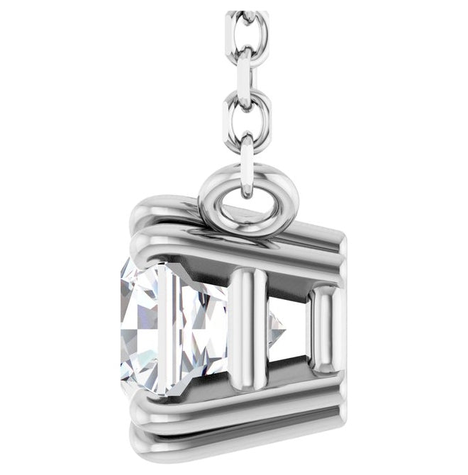 14K White Gold Asscher 4.5 X 4.5Mm Vs, F-G 18 In Polished 1/2 Ct Lab-Grown Diamond Necklace