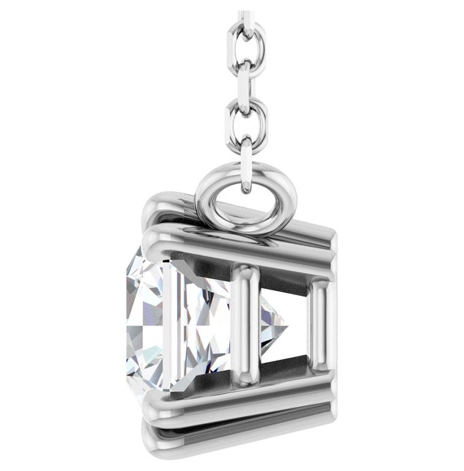 14K White Gold Asscher 5 X 5Mm Vs, F-G 18 In Polished 3/4 Ct Lab-Grown Diamond Necklace