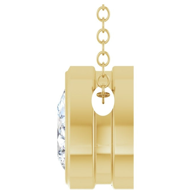 14K Yellow Gold Pear 6 X 4Mm Vs, F-G 16-18 In Polished 1/3 Ct Lab-Grown Diamond Solitaire Necklace