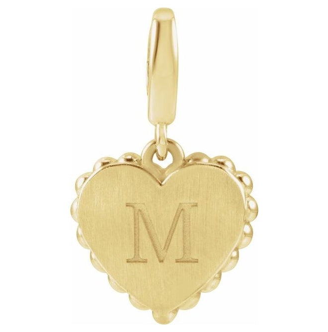 14K Yellow Gold 18.6 X 11 Mm Polished Engravable Scalloped Heart Charm/Pendant