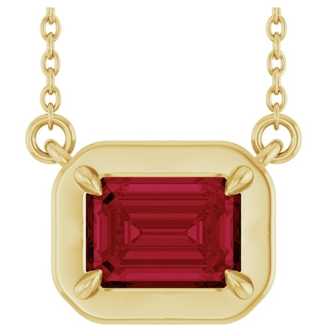 14K Yellow Gold Emerald 7 X 5 Mm 18 In Polished Lab-Grown Gem Necklace