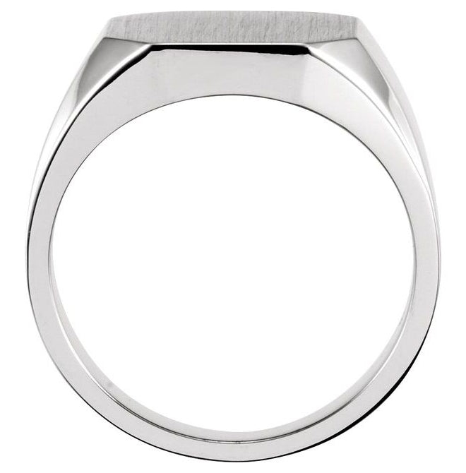 Sterling Silver Brush Polished Octagon Signet Ring, Size 10