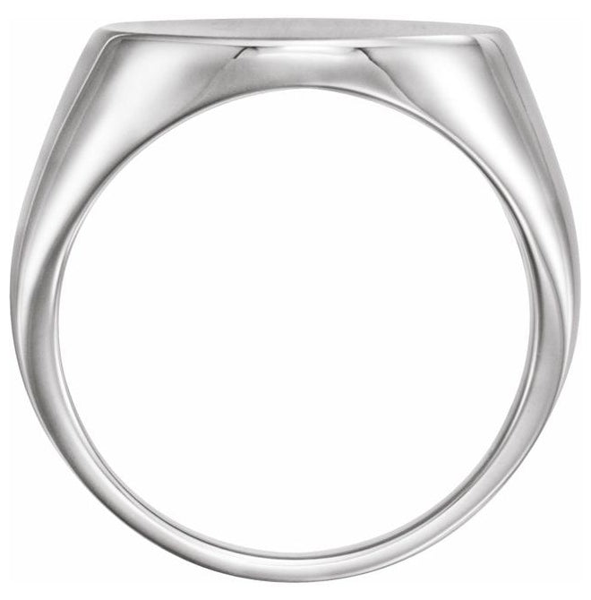 Sterling Silver Round 12 X 12 Mm Brush Polished Signet Ring Size 7
