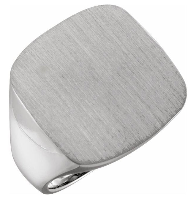 14K Yellow Or White Gold Or Sterling Silver Brush Polished Signet Ring Size 11
