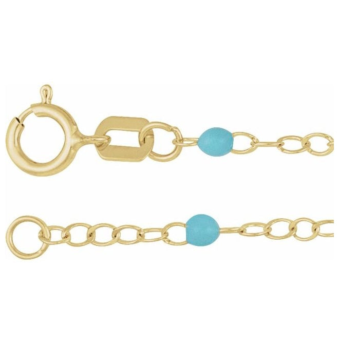 14K Yellow Gold 6-7 In Polished Engravable Enamel Bead Bracelet