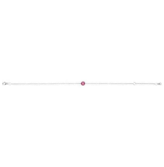 14K White Gold Round 4 Mm 6 1/2-7 1/2 In Polished Natural Pink Tourmaline Solitaire Bracelet