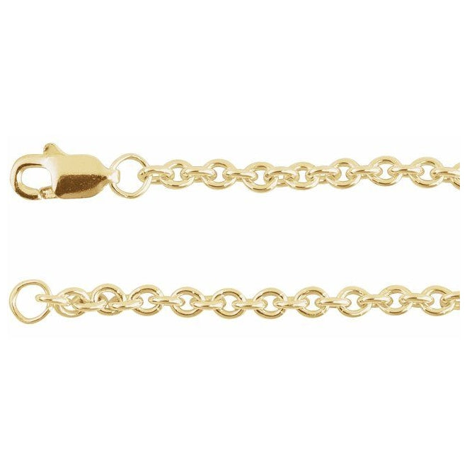 14K Yellow Gold-Filled 2.4 Mm Polished Cable With Lobster Clasp