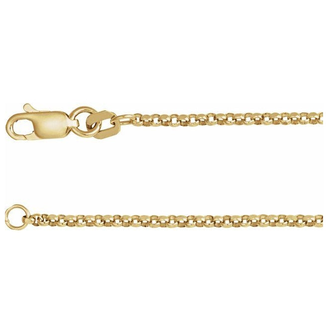 14K Yellow Gold Rolo 1.65 Mm Polished Rolo Chain With Lobster Clasp