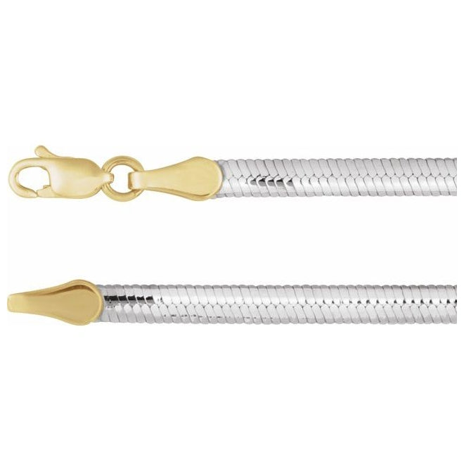 14K Yellow/White Gold 3.2 Mm 7 In Reversible Diamond-Cut Snake Chain With Lobster Clasp