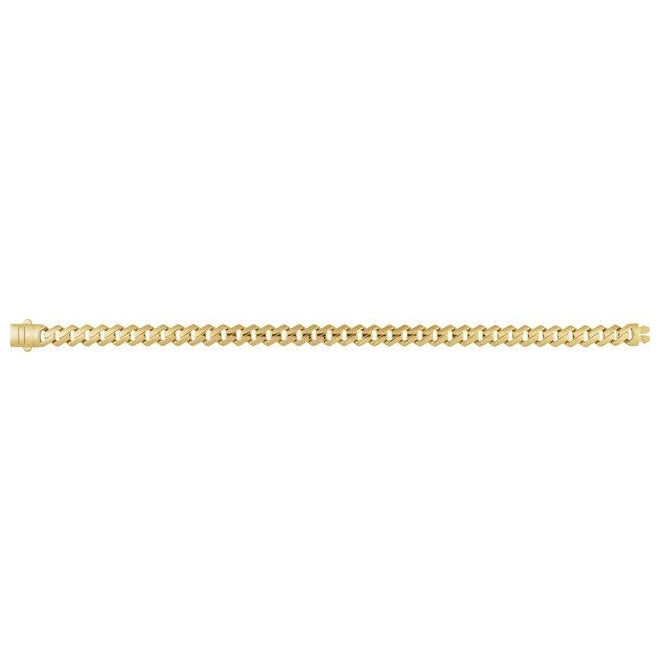 14K Yellow Gold 7.4 Mm 8.5 In Polished Monaco Edge Curb Chain With Push Tube Clasp