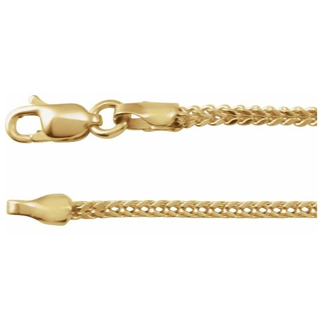 14K Yellow Gold 1.55 Mm Polished Hollow Franco Chain With Lobster Clasp