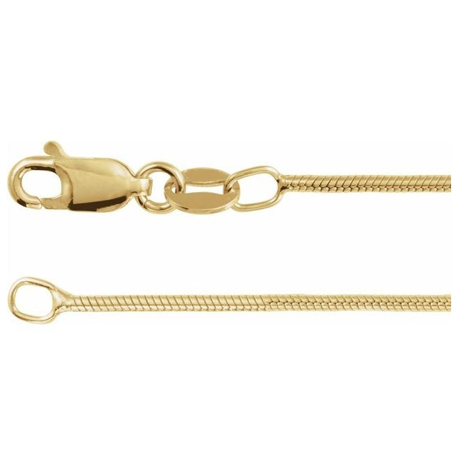 14K Yellow Gold-Filled 1.2 Mm Polished Round Snake Chain With Lobster Clasp