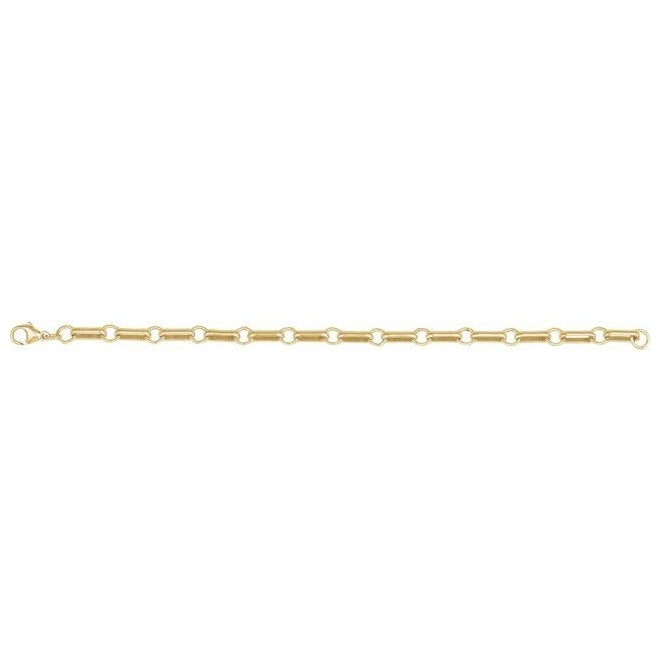14K Yellow Gold-Filled Or Sterling Silver 6 Mm 7 In Lobster Clasp Polished Paperclip And Round Link Chain