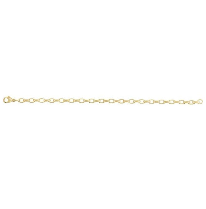 14K Yellow Gold-Filled Or Sterling Silver 4.08 Mm 7 In Polished Rectangular Oval Rolo Chain With Lobster Clasp