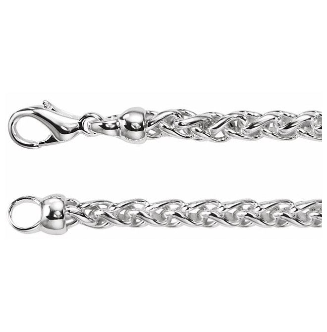 Sterling Silver 4 Mm 8 In Polished Solid Wheat Chain With Lobster Clasp