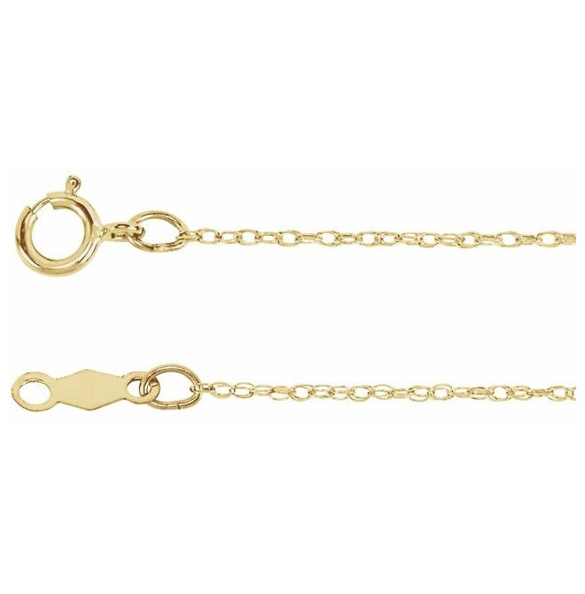 10K Yellow Gold .75 Mm 14 In Polished Rope Chain With Spring Ring