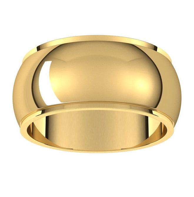 14K Yellow Or White Gold 9 mm Stepped-Edge Half Round Band
