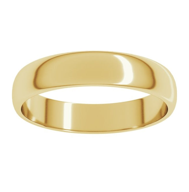 18K Yellow Gold 4 mm Lightweight Half Round Band Size 12