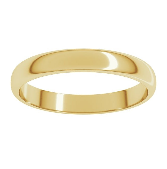 22K Yellow Gold 3 mm Lightweight Half Round Band Size 6.5