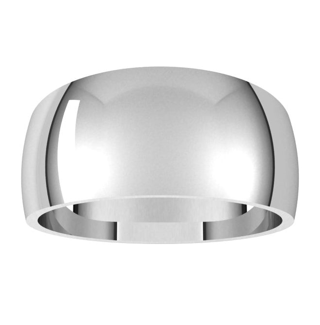 14K White Gold 9 mm Tapered Half Round Band Size 10