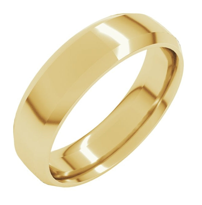 10K Yellow Or White Gold Beveled-Edge Comfort-Fit Half Round Band