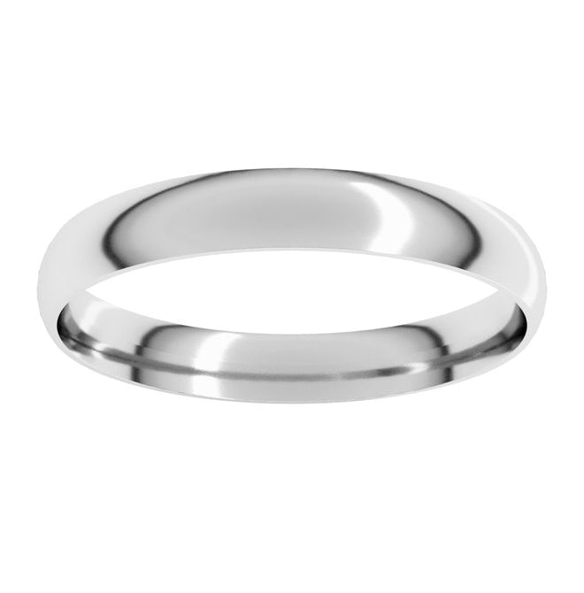 14K White Gold 3 mm Ultra-Lightweight Comfort-Fit Half Round Band Size 6.5