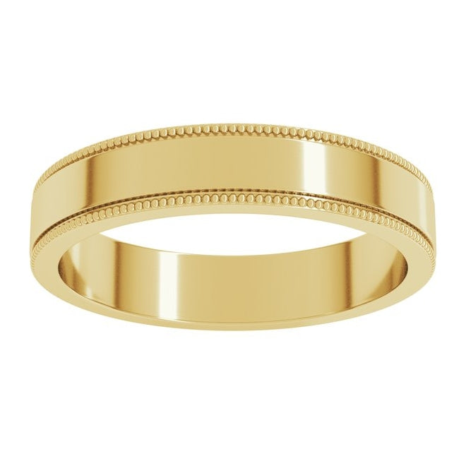 14K Yellow Gold 4 mm Milgrain Flat Band Size 7