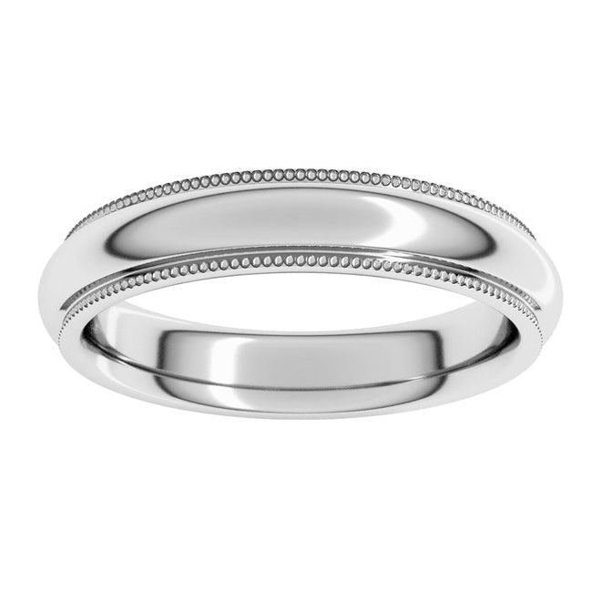 Sterling Silver 4 mm Milgrain Stepped-Edge Comfort-Fit Half Round Band Size 7