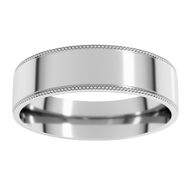 Platinum 5 mm Milgrain Stepped-Edge Comfort-Fit Flat Band Size 10.5