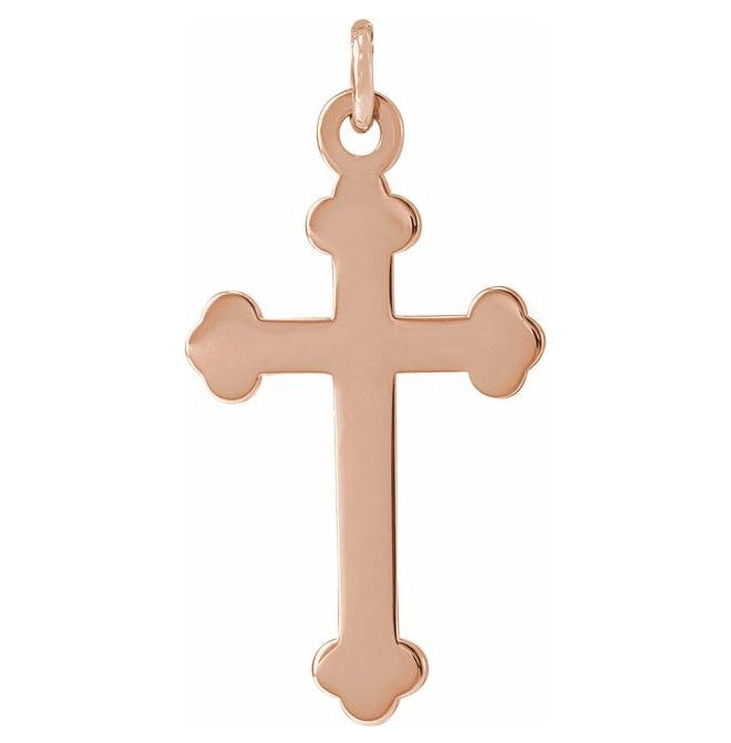 14K Rose Gold 12 X 7.8 Mm Polished Cross Pendant