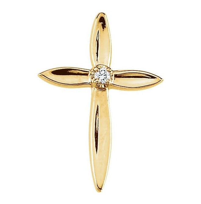 14K Yellow Gold Round 1.7Mm 18 X 13 Mm Polished .02 Ctw Natural Diamond Cross Lapel Pin
