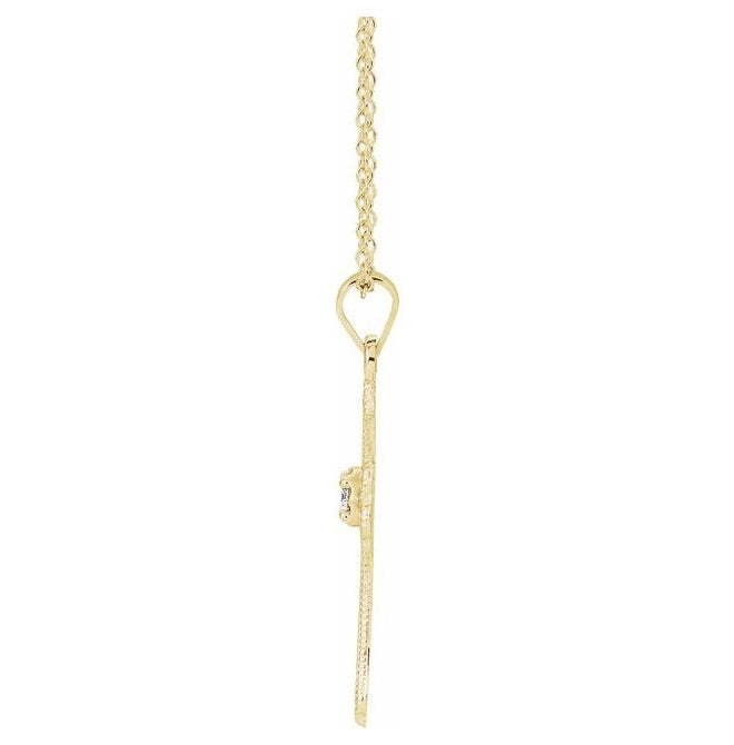 14K Yellow Gold 21 X 15 Mm 18 In Polished .06 Ctw Natural Diamond Cross Necklace