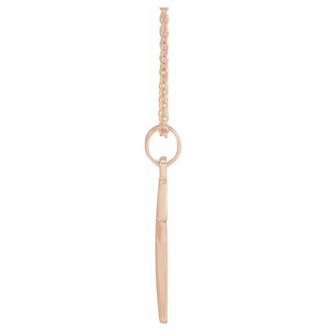 14K Rose Gold 19.3 X 11.4 Mm 18 In Polished Cross Necklace