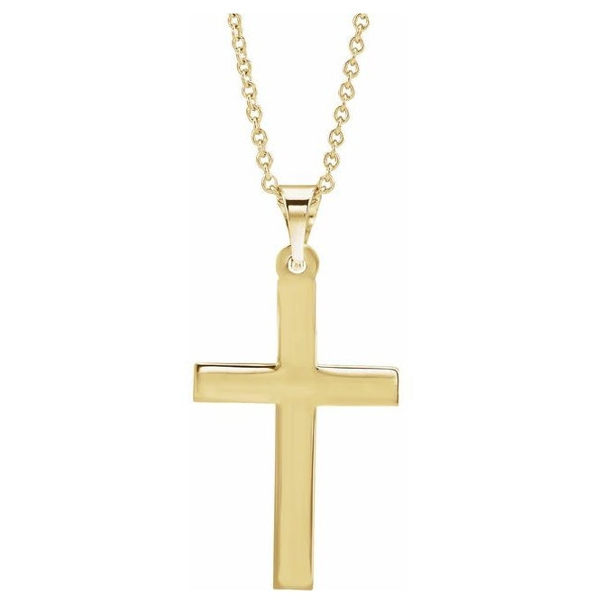 14K Yellow Or White Gold Or Sterling Silver 18 In Polished Cross Necklace