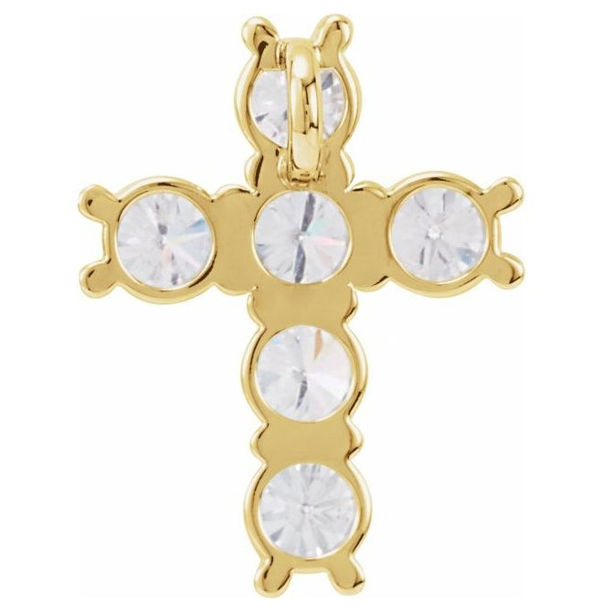 14K Yellow Gold Round 3.6Mm I1, G-H Polished Natural Diamond Cross Pendant