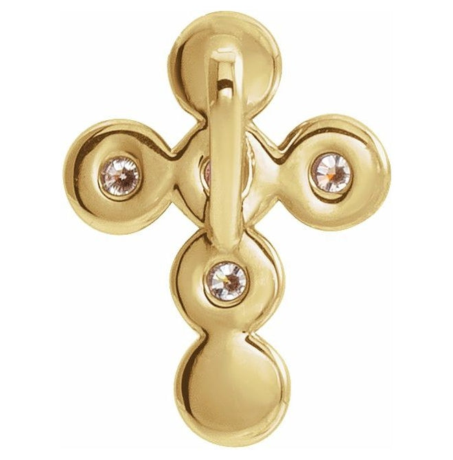14K Yellow Gold Round 1.8 Mm I1, G-H Polished 1/6 Ctw Natural Diamond Cross Pendant