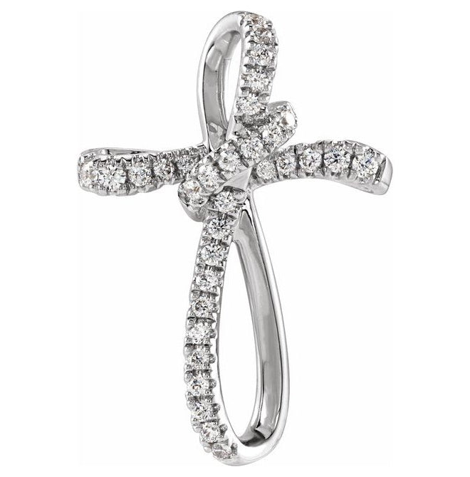 14K Yellow Or White Gold Round 1.2 Mm Vs, F+ Polished 1/5 Ctw Lab Grown Diamond Cross Pendant