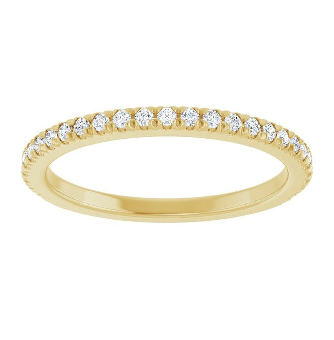 14K Yellow Gold 1/4 CTW Natural Diamond French Set Matching Band Size 7