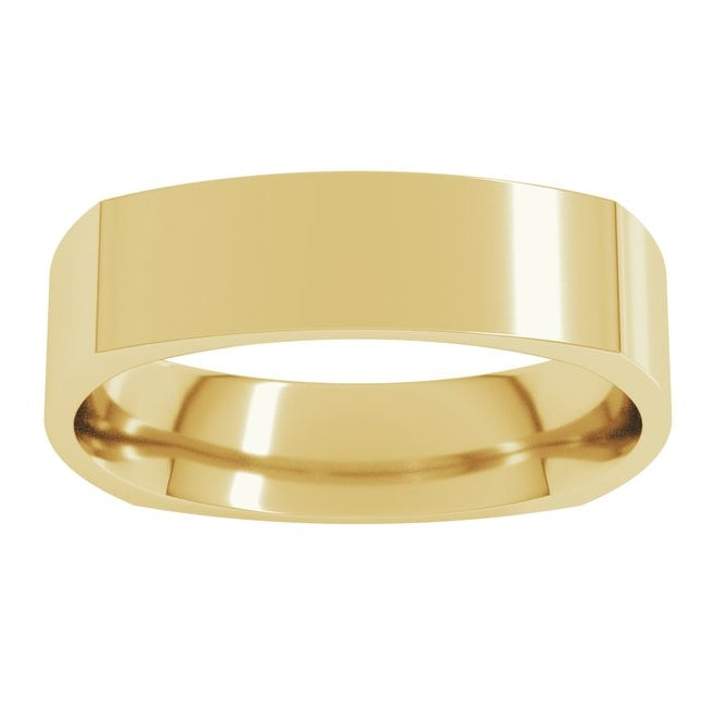 14K Yellow Gold 5 Mm Comfort-Fit Standard Weight Standard Weight Comfort-Fit Square Band Size 9