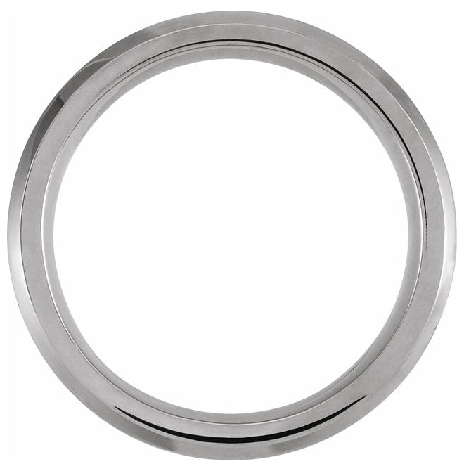 White PVD & Tungsten Inlay 8 mm Beveled-Edge Comfort-Fit Band Size 14
